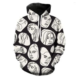 Men's Hoodies Line Portrait Teens Funny Oversized Sweatshirts With Hood Jackets Tops Cool 2023 Hip Hop Fashion 3D Print