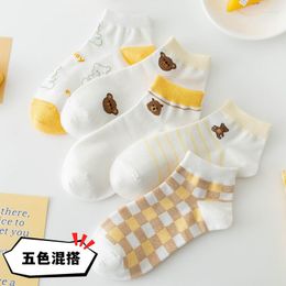 Women Socks 5 Pairs Selling Cartoon Ladies Set Cotton Summer Kawaii Funny Cute Korean Style Preppy Short