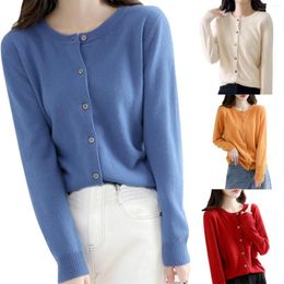 Women's Sweaters Womens Basic Crew Neck Long Sleeve Button Down Cardigan Round Short Sweater Formal Winter For Women