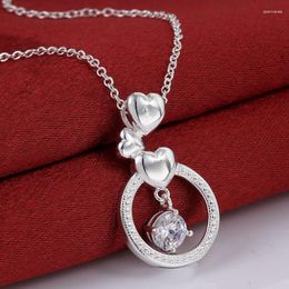 Chains Wholesale 925 Sterling Silver Necklace Cute Charms High Quality For Women Lady Wedding Jewelry Crystal