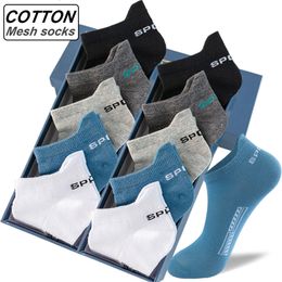 Mens Socks High Quality 10Pairs Men Cotton Summer Sports Breathable Ankle Mesh Casual Athletic Thin Cut Short Plus Size 3948 230803