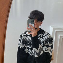 Men's Sweaters High Quality Geometry Knitted Pullovers Cotton Blend Autumn Winter 2023 Fit Type Sweater Tops C159