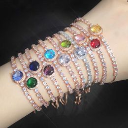 Charm Bracelets Adjustable Wedding Exquisite Colourful Crystal For Women Luxury Zirconia Hand Chain Bridal Girls Engagement Jewellery