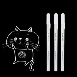 Markers 50 Pcs White Gel Pen Highlighter Pen 0.8mm Sketching Markers Black Card Hand Drawn Highlighter Kids Gift Drawing Tools 230803