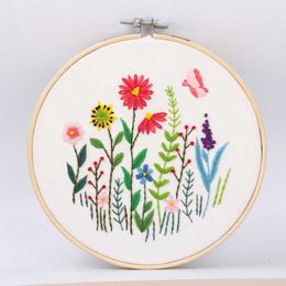 Chinese Style Products Butterfly In Garden Embroidery DIY Needlework Houseplant Pattern Needlecraft for Beginner Cross Stitch(Without