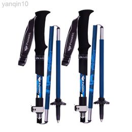 Trekking Poles 2pcs PIONEER Walking Stick Folding 5 sections (2 Carbon Fiber +3 Aluminium alloy) Mountain-climbing Crutch Outdoor Hiking HKD230804