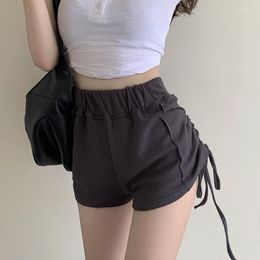 Women's Shorts Fashion Ins Side Draw String Shirring Pleated Short Sleeve Pants Women Sexy Casual Sports 2023