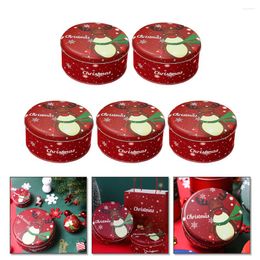 Storage Bottles 5pcs Christmas Candy Tin Box Organiser Decoration For Home