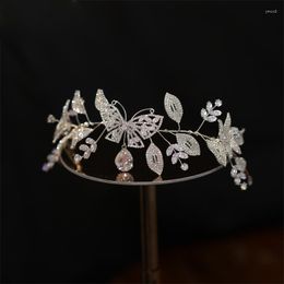 Hair Clips Fashion Soft Clear Zircon Wedding Tiaras Butterfly Shape Crystal Brides Accessories Evening Jewelry