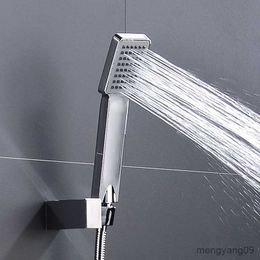 Bathroom Shower Heads Pressurised Rain Shower Head Spray Bathroom Square Water Saving Hand Shower with Wall Bracket and Hose R230804