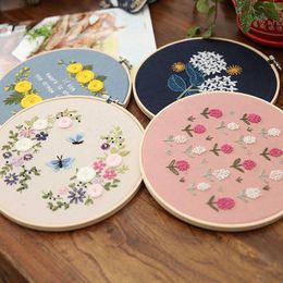 Chinese Style Products DIY Flower Embroidery with Hoop for Beginner Needlework Set Cross Stitch Sewing Art Painting Handmade Craft Home Decor