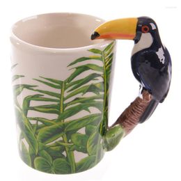 Mugs Cute Parrot Woodpecker Frog 3D Three-dimensional Bird Ceramic Mark Cup Water Hand-painted Animal