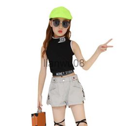 Clothing Sets HipHop Kids Dance Girls Clothes Outfits Vest Tops Shorts Cargo Sweatpants Modern Baby Teens 9 10 11 12 13 Years Girls Streetwea x0803