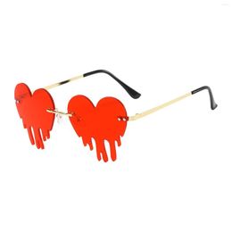 Sunglasses 2x Dripping Heart Personality Party Eye Glasses Frameless