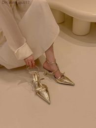 Dress Shoes Spring New Gold Silver Pumps Women's Fashion Pointed Women's Elegant Thin High Heels Hollow Elegant Women's High Heels Z230804