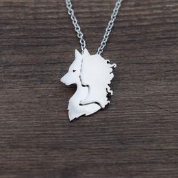 Pendant Necklaces 12pcs High Quality Stainless Steell Wiccan Wolf And Woman Necklace Halloween Jewellery She Gift