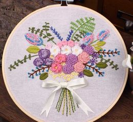 Chinese Style Products Spring Breeze Bouquet Flowers Embroidery DIY Manual Needlework Material Bag for Beginner Cross Stitch R230804