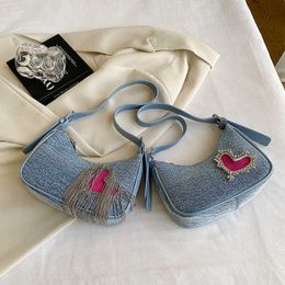 Hobo Bags Denim Love Premium Feeling Bag 2023 New Personalised Women s One Shoulder Crossbody Westernised Small Square 230804