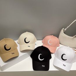 Casual Baseball Cap Solid Colour Canvas Simple Moon Logos Letters Spike Round Top Duck Tongue Cap Outdoor Sports Ball Cap