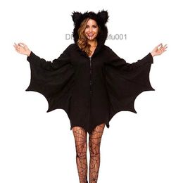 Theme Costume Halloween Women's Bat Comfortable Black Animal Adult Role Play Vampire Zipper Dress Send Black Sexy Socks Z230804