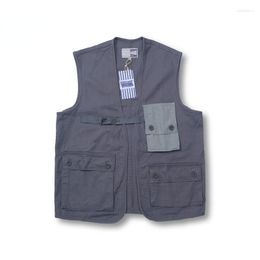 Men's Vests Cotton Tank Top Fashion Casual Multi Pocket Panel Pography Sleeveless Jacket Street Clothing Loose Vest Coat