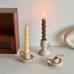 Candle Holders Ceramic Glasses Mold Year Aesthetic Candlestick Holder Accessories Candelabros Para Velas Home Decor T50ZT