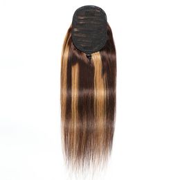 Brazilian Malaysian Peruvian Indian 100% Human Hair P4/27 Piano Colour 14-24inch Silky Straight Ponytails