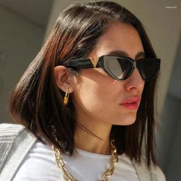 Sunglasses 2023 Vintage Cat Eye Frame Women Luxury V Sun Glasses Men Fashion Rectangle Jelly UV400