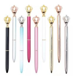 wholesale Creativity Crown Adornment Crystal Pen Gem Ballpoint Ring Wedding Office Metal Rings Roller Ball Pens 8 Style LL