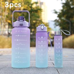 Hip Flasks 3pc Of Medium Gradient Cup Outfit High-capacity Plastic Space Frosted Three-piece