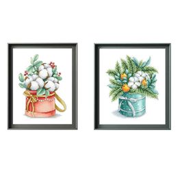 Chinese Style Products Cotton bouquet cross stitch flower package unprint canvas fabric embroidery DIY handmade needlework