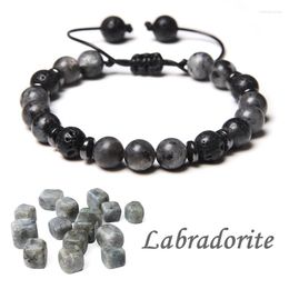 Strand Natural Volcanic Stone Round Bead Bracelet Lava Matte African Labradorite Attractive Jewellery Gift