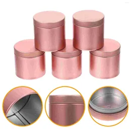 Storage Bottles 5 Pcs Tinplate Can Metal Lid Seal Jar Loose Tea Small Round Container Iron Canister Travel