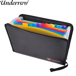 Filing Supplies Portable Fireproof Water Resistant Document Bag Large Capacity Money File Folder Safe with A4 Size 12 Pockets Zipper Clre 230803