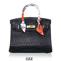 Platinum Designer Ostrich Handbag Bag Skin Women's Large Capacity Soft High-grade Feeling Women Genuine Leather