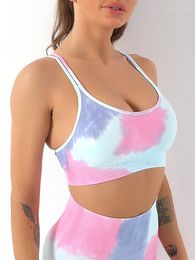 Women's Tanks Seamless Yoga Bra Tie Dye Gradient Sports Colorful Camisole Vest Women Sexy Gym Fitness Shockproof Top Workout