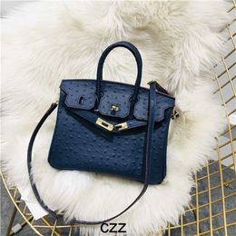 Handmade Handbag Designer Handbag Bag Grain Ostrich Cowhide Womens with One Shoulder Diagonal Cross Portable Original Fashion Style Genuine Leather Cy