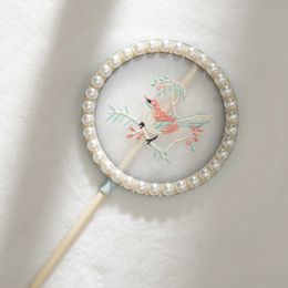 Chinese Style Products Chinese pearl embroidery round fan mini court fan photo photography props