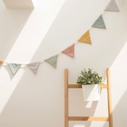 Decorative Objects Figurines Double-sided Pure Fabric Triangle Flag Wall Hanging Garlands Baby Shower Party Bunting Banner Nursery Oranament 230804