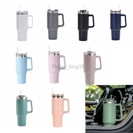 304 Stainless Steel Tumbler 40oz Double Layer with Lids Straw Thermos Cup Large Capacity Coffee Mug For Car Outdoor Travel HKD230803