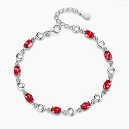 Link Bracelets Selling 304 Stainless Steel Bracelet For Women Red Blue Colour Trendy Adjustable Cubic Zirconia Chain Jewellery Gift