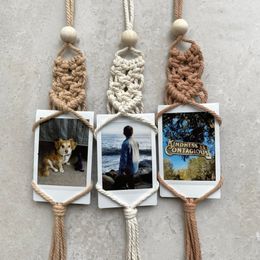 Decorative Objects Figurines Macrame Wall Hanging Po Display Macrame Picture Po Frame Boho Home Decor Kids Baby Room Decoration Gift Macrame Car Hanger 230803