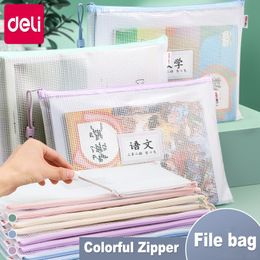 Filing Supplies Deli A4 File Storage Bags Folder Large Capacity Gridding Waterproof Zip Bag Office Students Textbook Test Paper Archives Pouch 230804