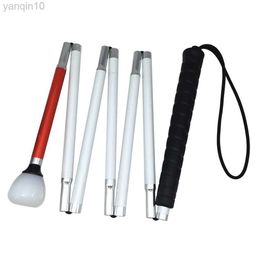 Trekking Poles 125cm- 155cm 7-Section Aluminium Blind Cane with Black Handle Reflective White and Red Folding Walking Stick for Blind People HKD230804