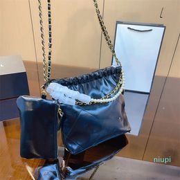 Classic Mini Shopping Bags With Pearl Strap Chain 2 Pcs Handle Totes Gold Metal Hardware Matelasse Crossbody Shoulder Handbags Luch Coin Charm Walle Pouch 20/ 35cm