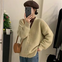 Women's Knits Hsa 2023 Fashion Women Solid Colour Pit Strip Sweaters Cardigans Long Sleeve Protect Knitted Chic Button Female Coat