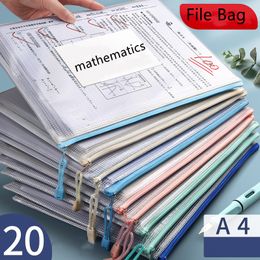 Filing Supplies A4 File Bags Transparent Grid Zipper Student Stationery Large Capacity Carry Storage Bag Office Learning Business 230803