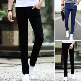 Men's Jeans Men Pants Mid-rise Zipper Multi Pockets Spring Autumn Slim Straight Stretch Denim Pant Cowboy Trousers Male Streetwear