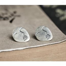 Stud Earrings 925 Sterling Silver Facial Fashion Women Punk Vintage Party Wedding Jewellery Gifts For