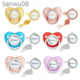 Pacifiers# Bling Baby Pacifier Clips Lids Rhinestone Newborn BPA Free Silicone Pacifier Holder Teether Dummy Baby Soother Baby Shower Gifts x0804